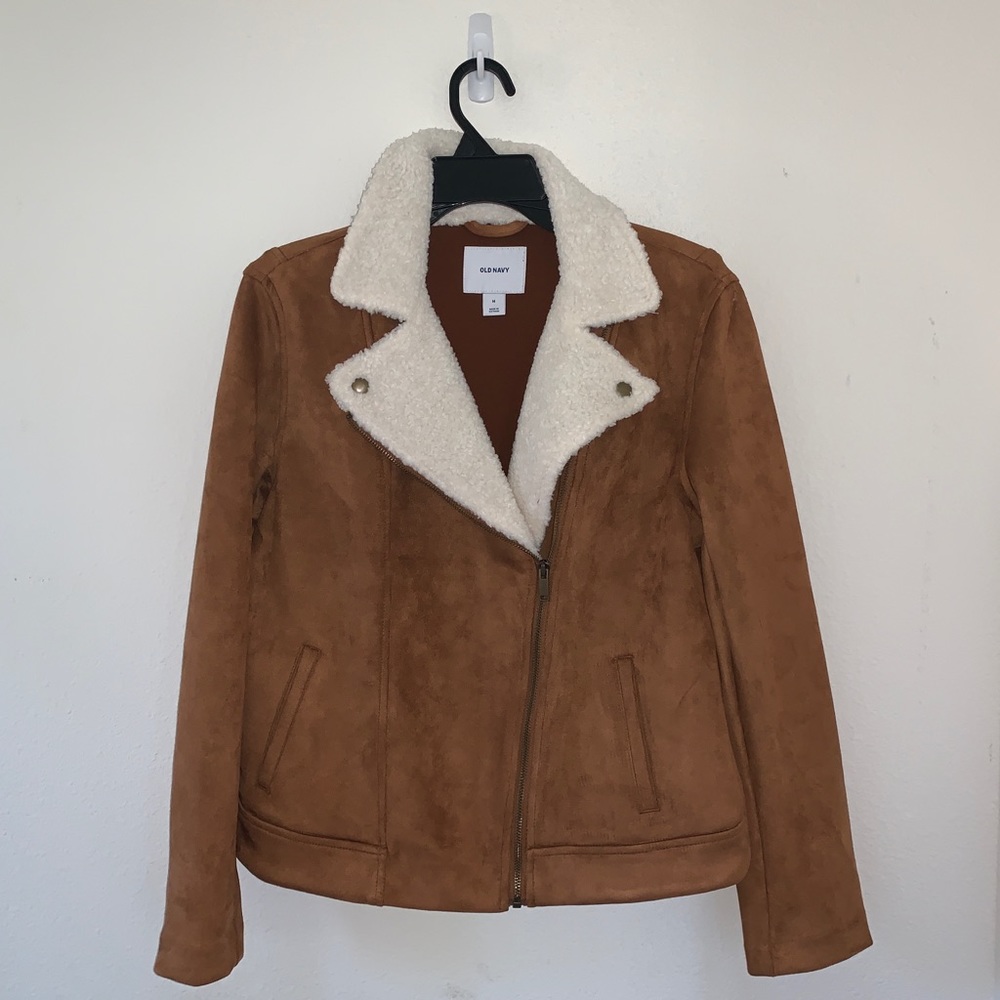 Old Navy Women’s Brown Suede Sherpa Coat